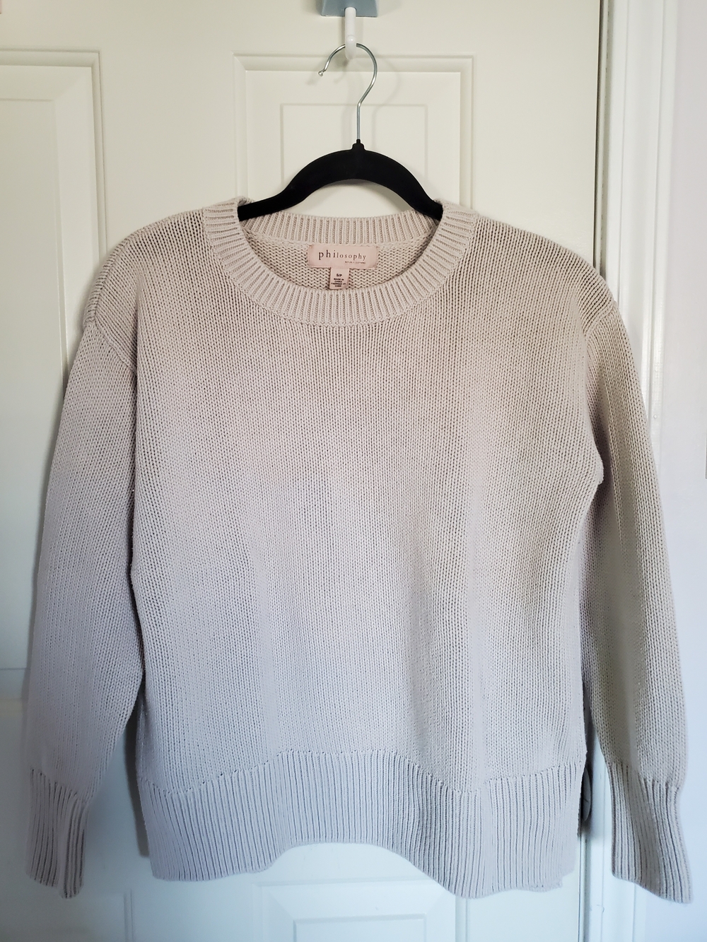 Philosophy 100% Cotton Soft Cream Crewneck Knit Sweater